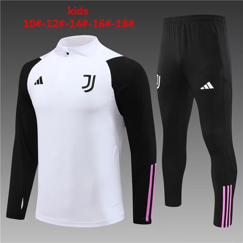 Kids Juventus 23/24 Tracksuit - Black/White/Pink